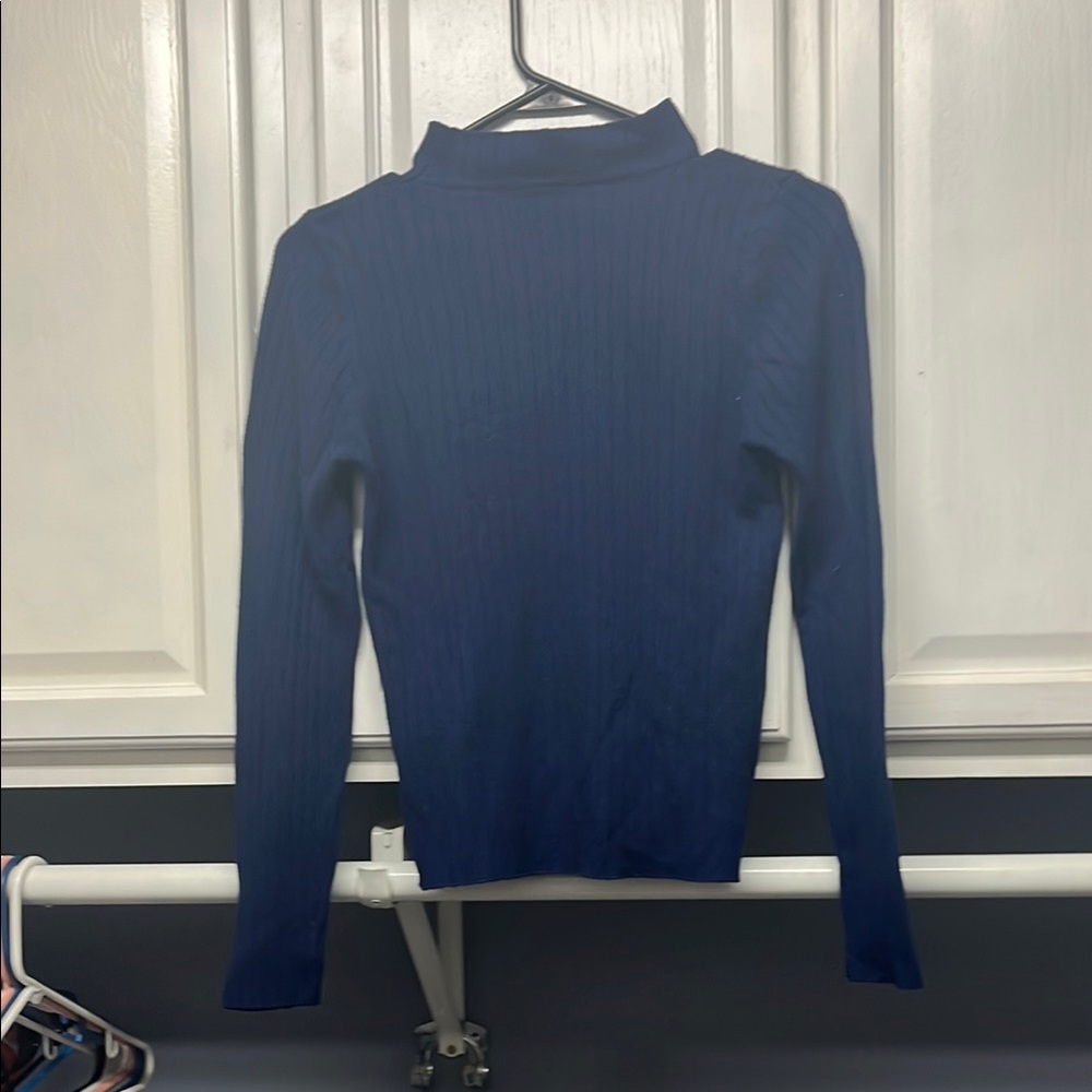 Navy Blue Ribbed Turtleneck Sweater